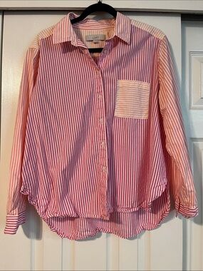 LOFT color block striped button up, size large